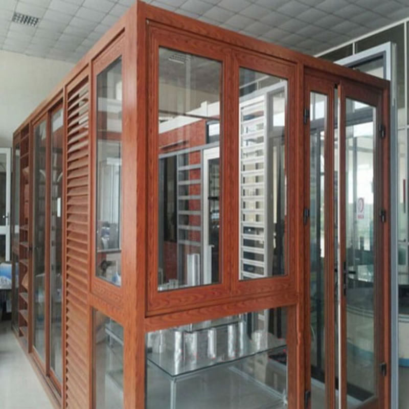 Cửa nhôm kính cường lực vân gỗ Vinh Nghệ An